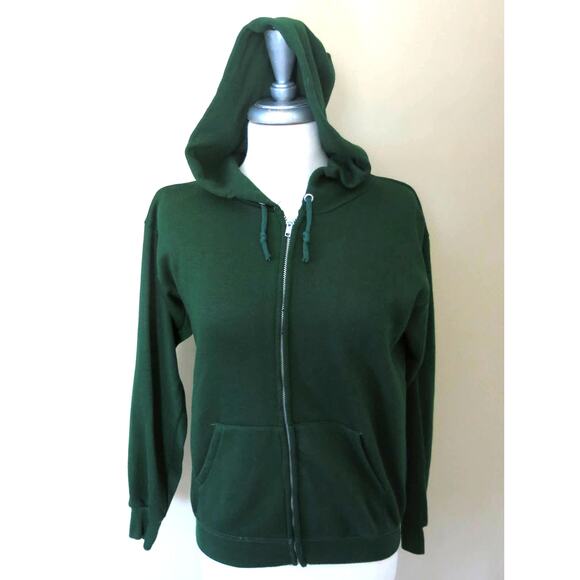 VINTAGE 1970's SEARS Perma Prest Zip Hoodie Size S Sweatshirt Green Casual - Picture 1 of 8